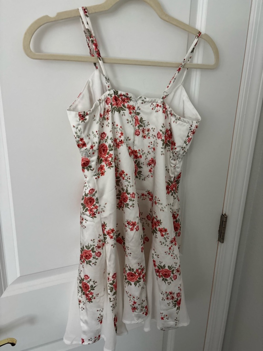 Forever 21 Floral Print Bow Godet Slip Satin Mini Dress Fairy XS - Picture 4 of 7